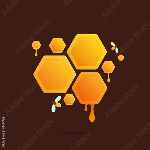 Honeycomb logo with flowing honey.