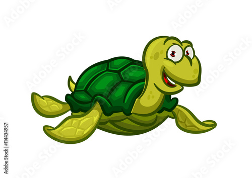 Cartoon swimming sea turtle character