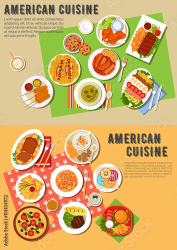 Colorful flat icon of american barbecue dinner