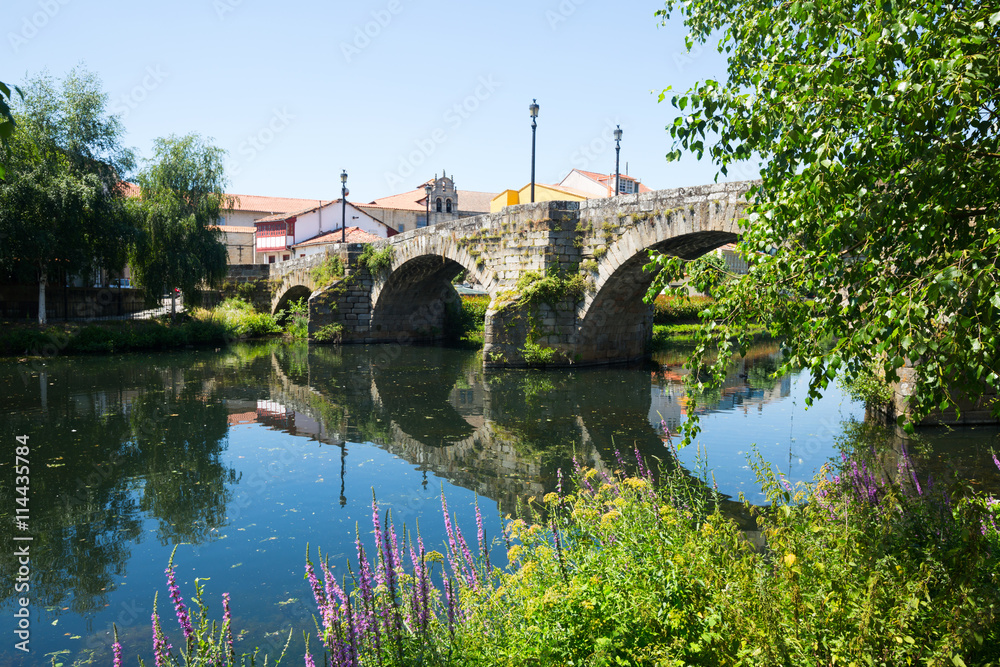 river and old  bridge at Monforte de Lemos