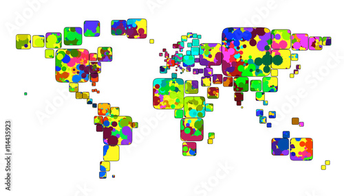 Mappa Terra 3D colore con forme a quadrate