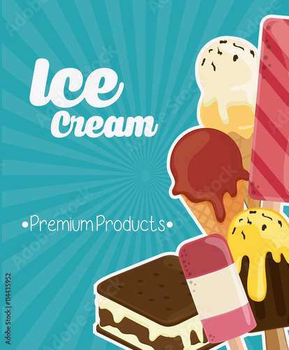 Vintage ice cream. Dessert design. Vector graphic