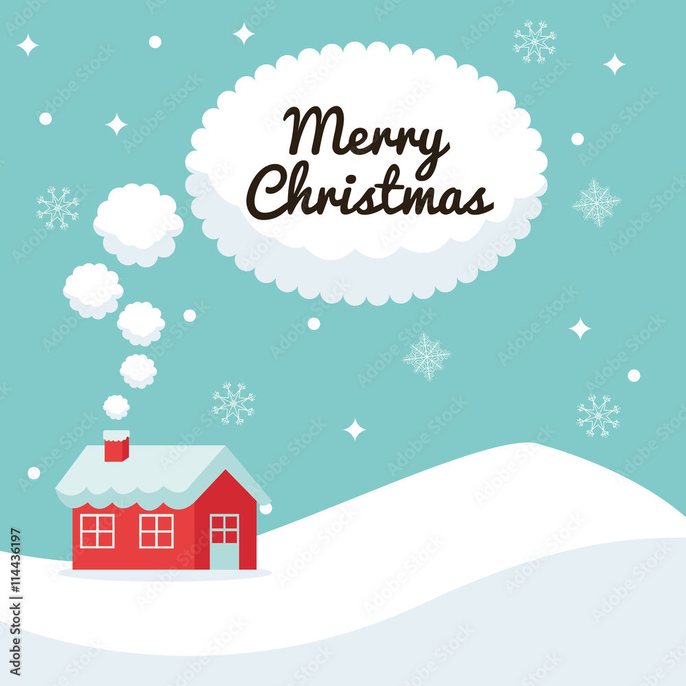 House and bubble icon. Merry Christmas. Vector graphic