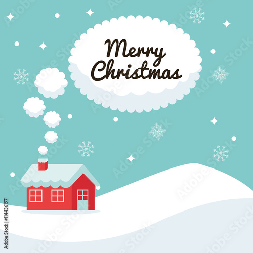 House and bubble icon. Merry Christmas. Vector graphic