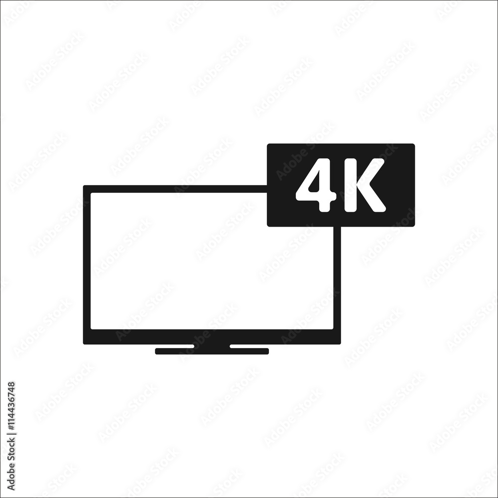 4K screen resolution smart TV simple icon on background
