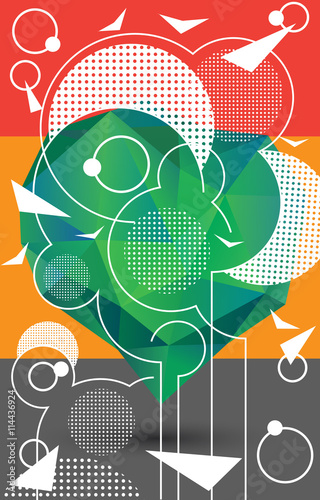 Illustration with vector 3D and graphic elements, simple art for web and print design appealing for abstract theme.