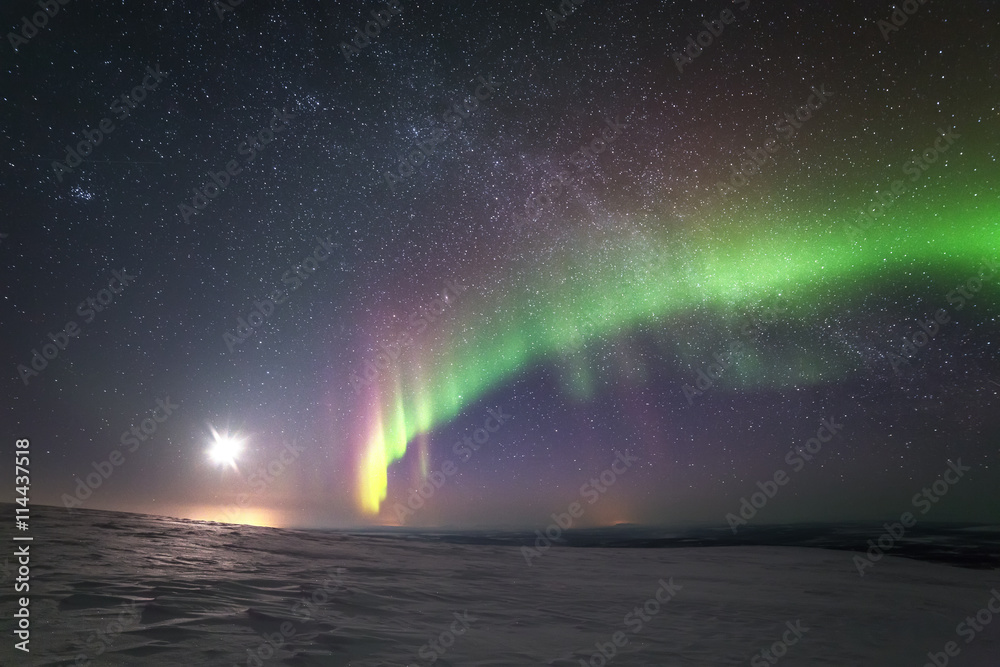 Aurora borealis in sky, Finland Aurora borealis in sky, Finland