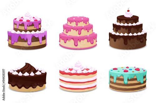 Naklejka na ścianę Ciasta wektor zestaw. Ikony na białym tle