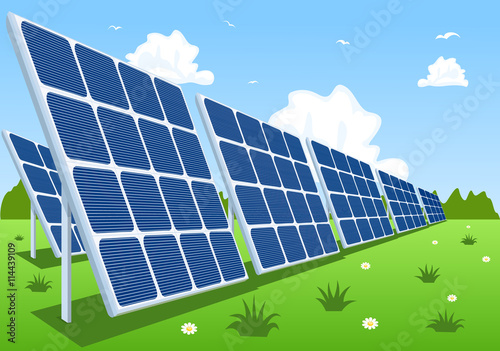 Solar panels or photovoltaic modules, vector illustration
