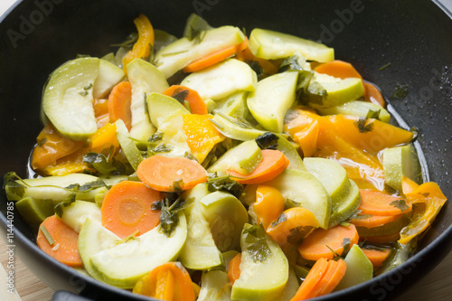 Vegeterian food: ragout with carrot and squash