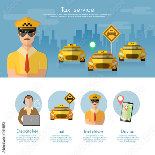 Taxi service banner taxi call book a taxi to the city dispatcher