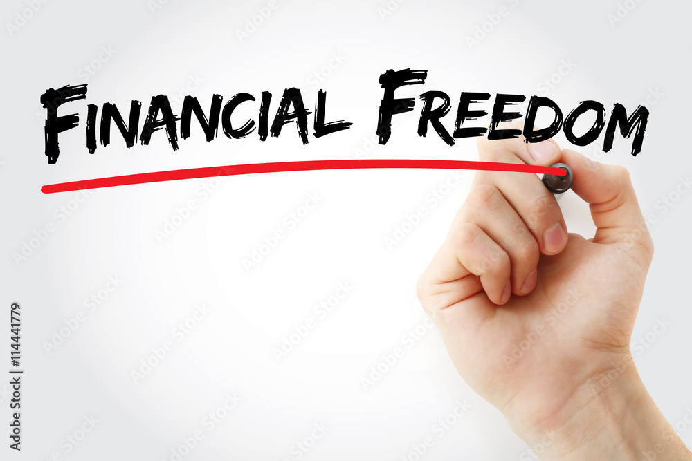 Hand writing Financial Freedom with marker, concept background Hand writing Financial Freedom with marker, concept background