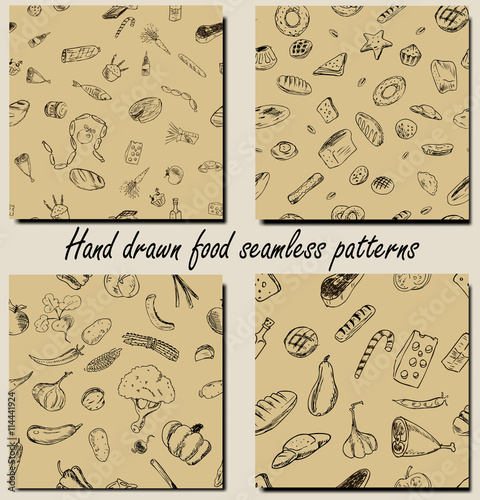seamless pattern hand drawn of food