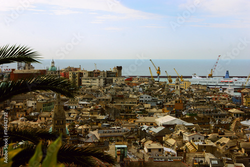 Panoramic view on Genova port.