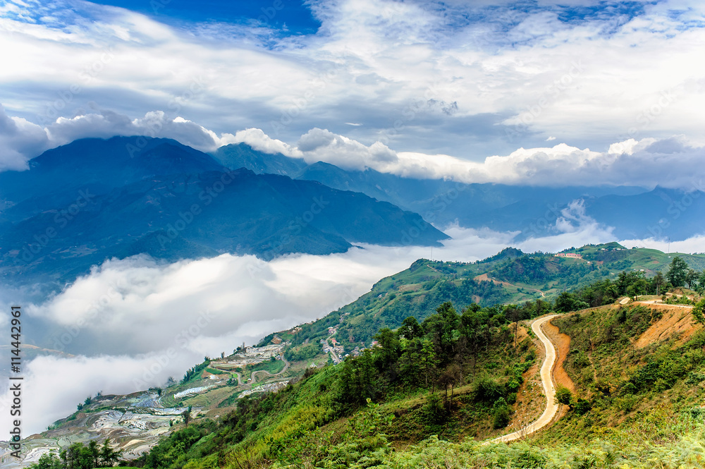 Mountain scenery in Bat Xat district of Lao Cai province, Vietnam..
