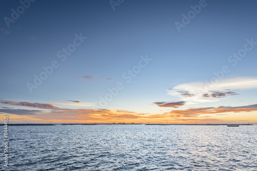 Sunset with beautiful clouds in the sea
