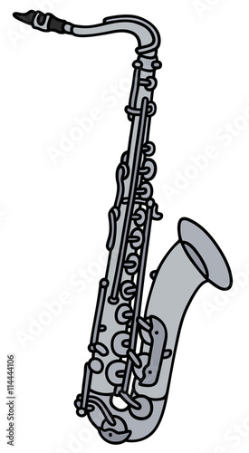 Silver saxophone / Hand drawing, vector illustration