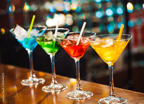 Fotografie Multicolored cocktails at the bar.