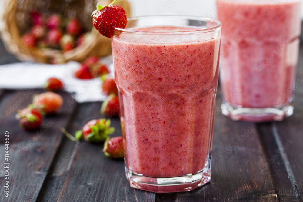 two glass of cold strawberry milk shake two glass of cold strawberry milk shake