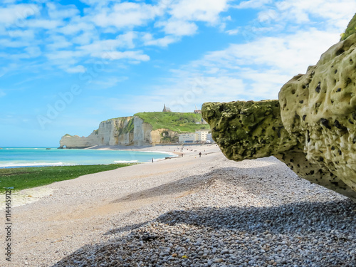 Cliffs La Falaise d'Amont in Etretat, France photo