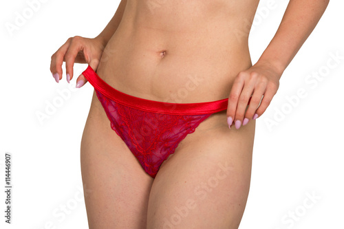 Frauen Hüfte mit rotem String Frontansicht