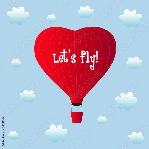 aerostats heart red flying in clouds