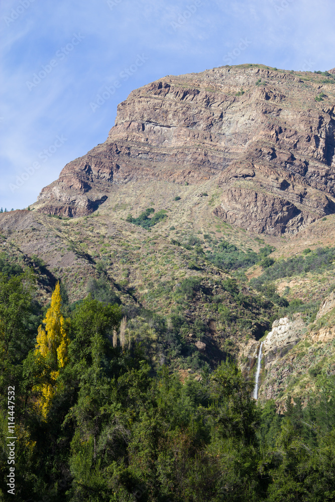 Waterfall at San Alfonso valley, Trail in the  Mountain