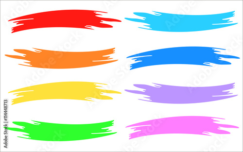  Colorful brush strokes set isolated on white design material.