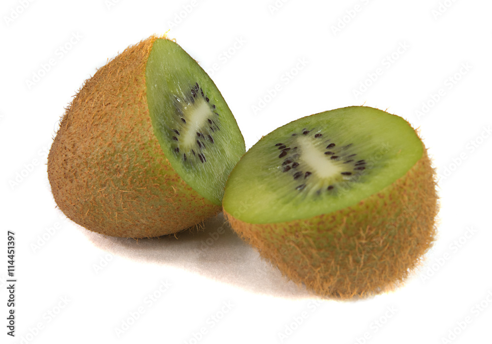 Ripe sliced kiwi on a white background. Ripe sliced kiwi on a white background.
