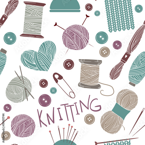 Hand drawn vector vintage illustration - Seamless pattern with k