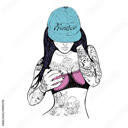 rap girl in a cap