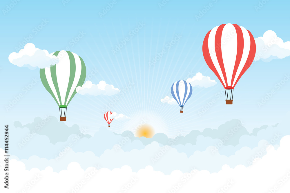 Fototapeta premium Sun Rises On the Cloud Balloon
