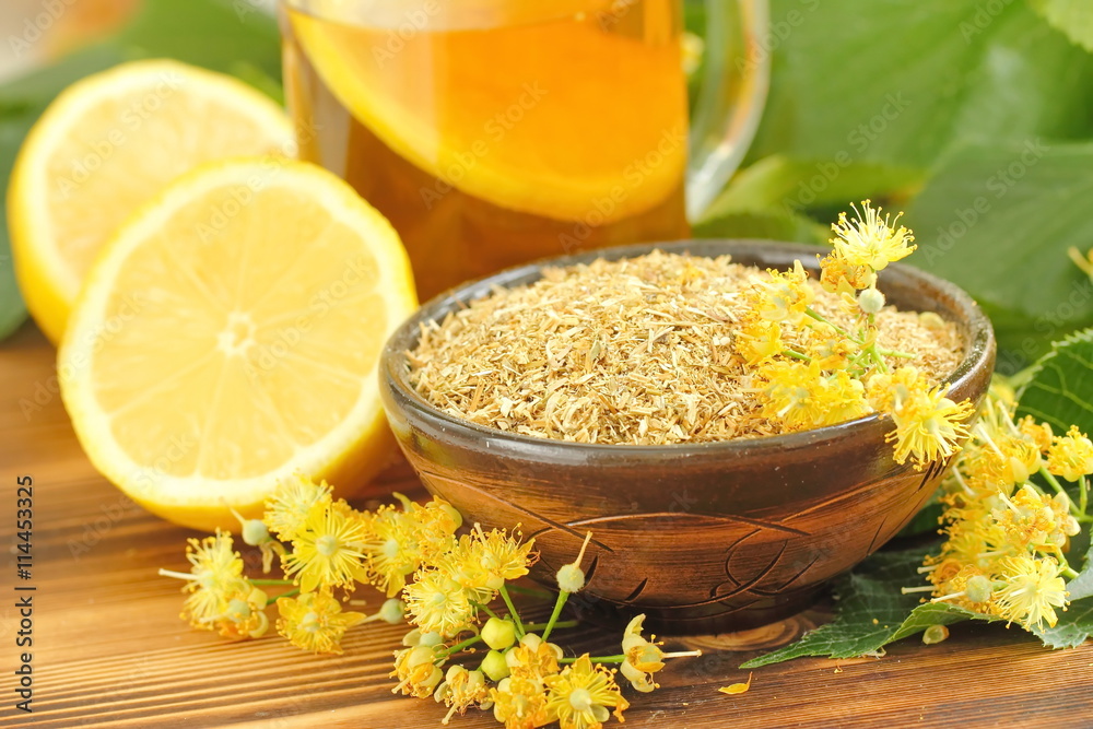 Dry herbal tea with linden flowers Dry herbal tea with linden flowers