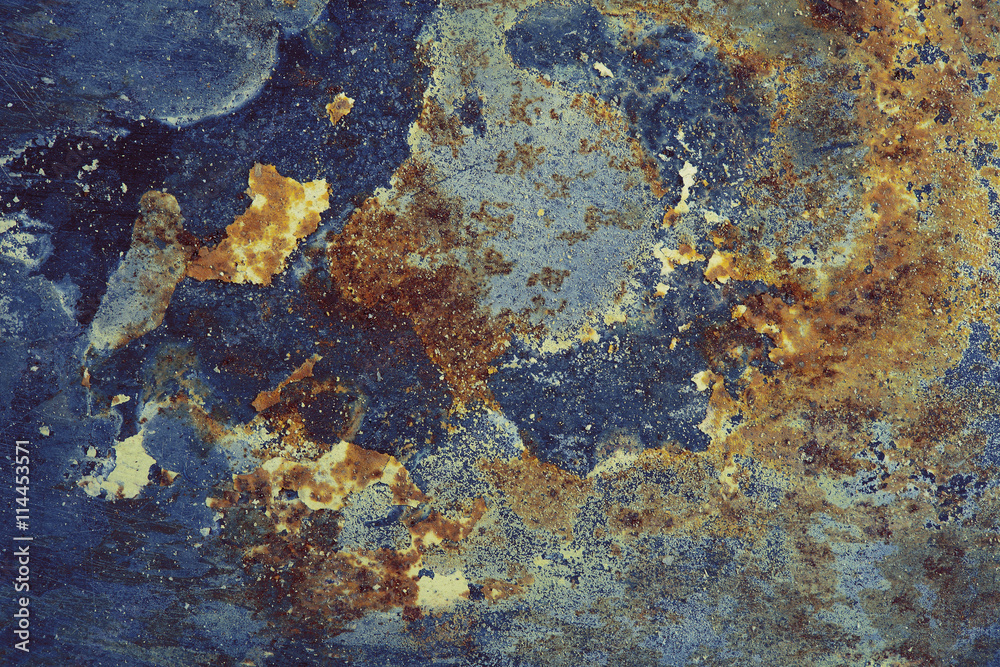 Rusty iron panel, destruction background