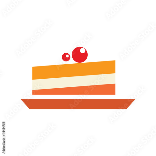 Berry cake simple illustration. Dessert icon, closeup sweet pie. Flat icolated object on white background photo