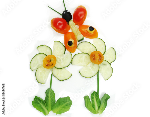 creative funny vegetable snack with cucumber