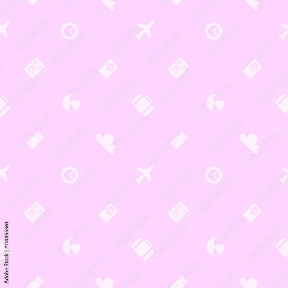 Vector. Seamless pattern. Theme: business, travel. Can be used for cards, web background, wrapping paper, shopping bags, covers and other. Pink