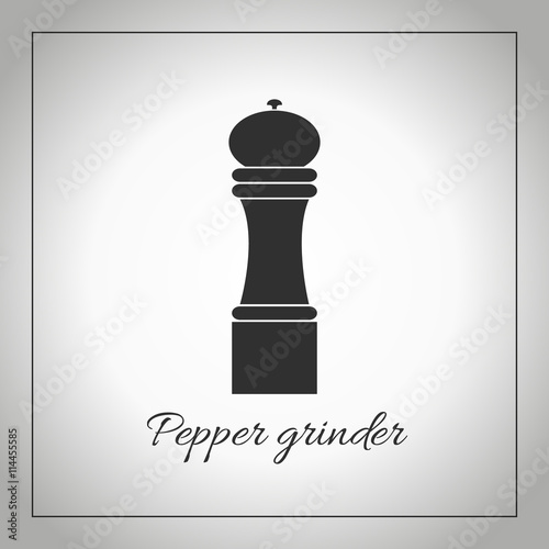 Pepper or salt grinder. Pepper or salt mill silhouette. Pepper or salt shaker. Kitchen equipment icon. Isolated illustration. Vector.