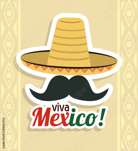 hat and mustache icon. Mexico culture. Vector graphic
