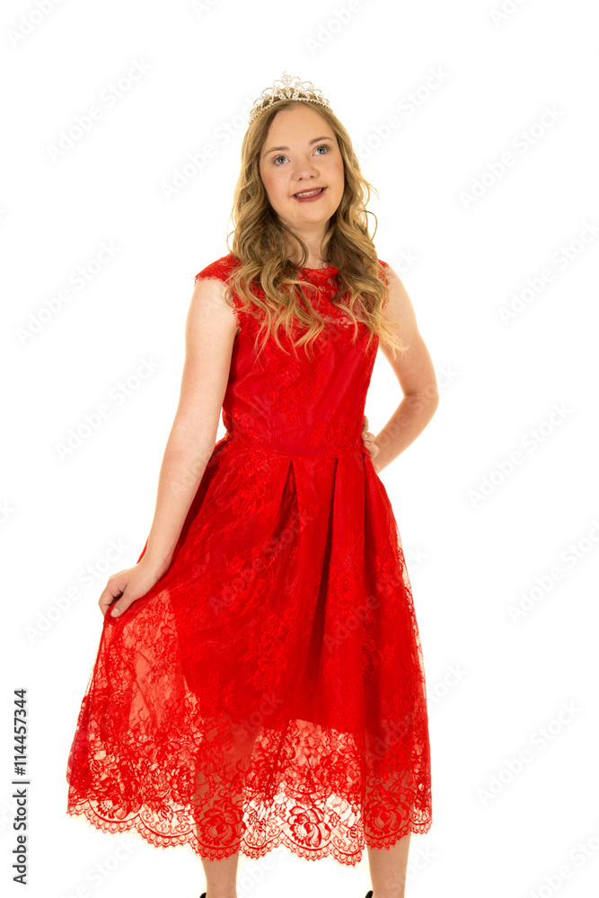 crown red dress