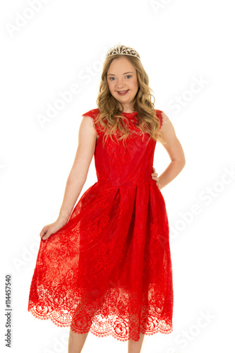 red dress happy