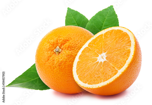 Perfectly retouched oranges isolated on white background whith clipping path