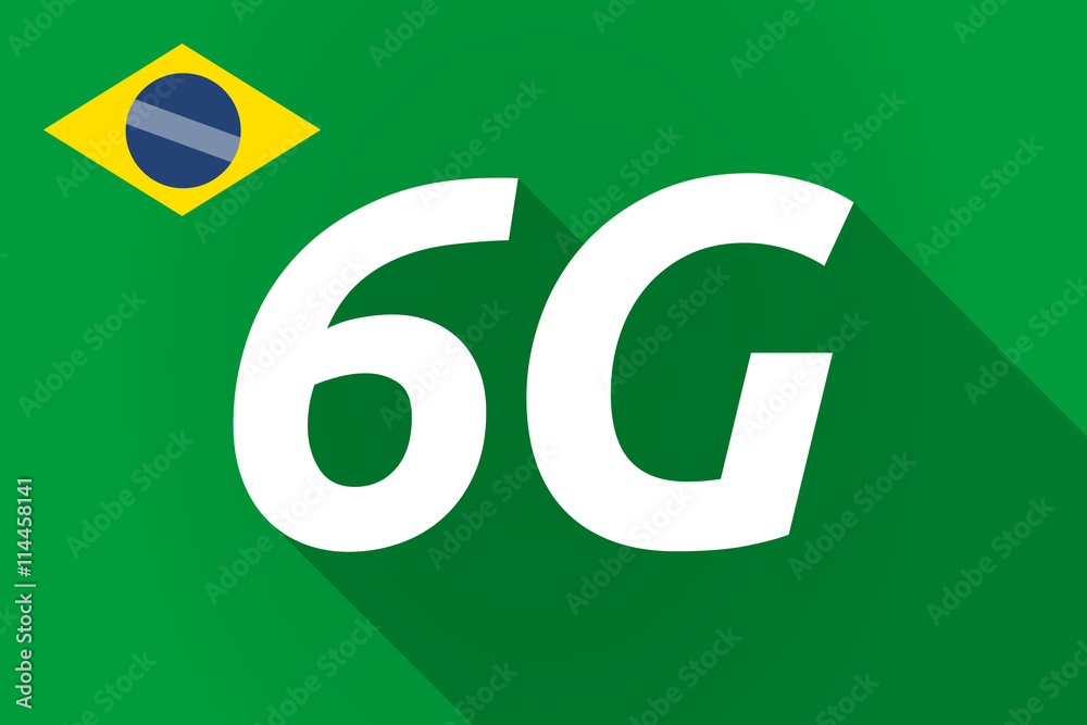 Long shadow Brazil flag with the text 6G Long shadow Brazil flag with the text 6G