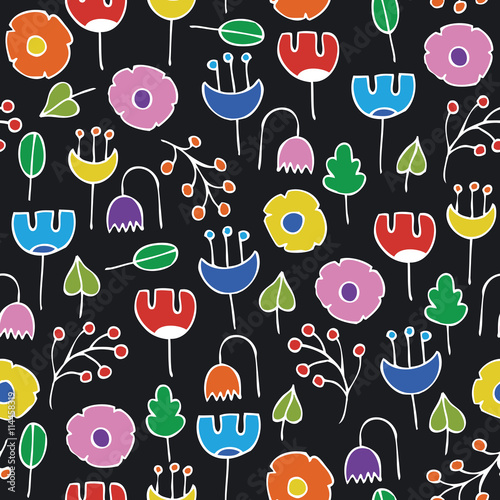 Simple Floral Seamless Vector Pattern