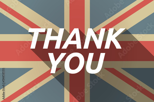 Long shadow UK flag with    the text THANK YOU