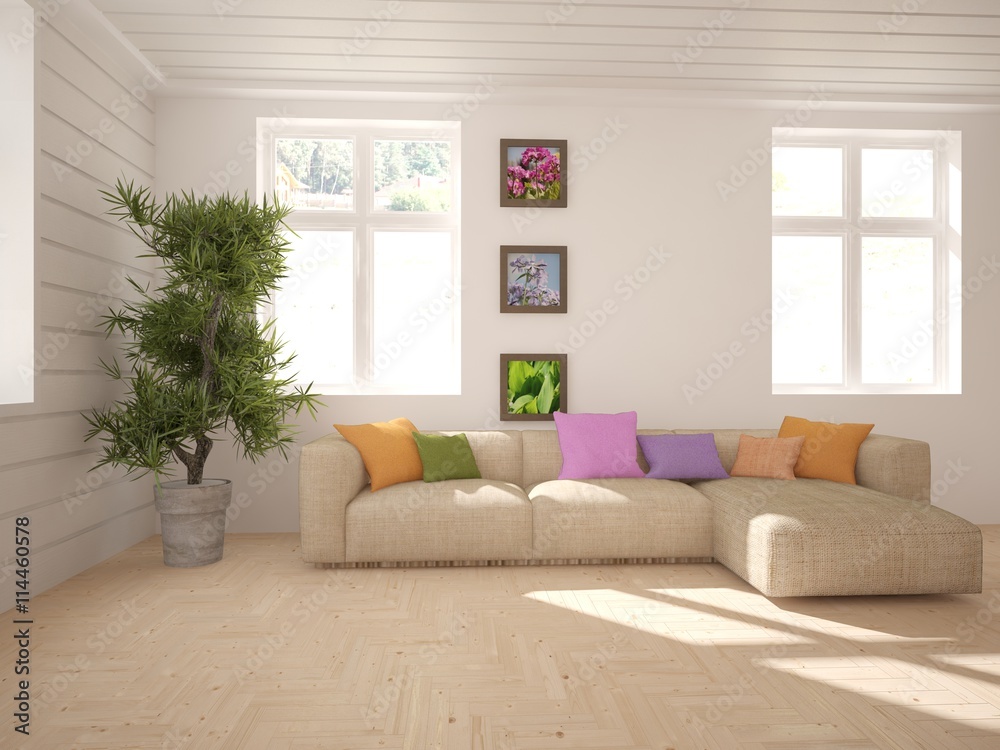 Fototapeta premium white interior design of modern home. Scandinavian interior