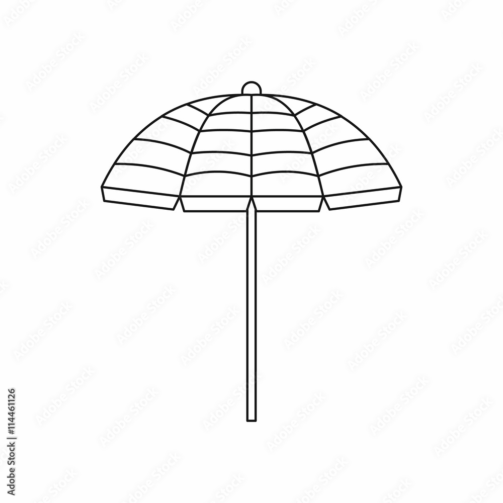 Beach umbrella icon, outline style Beach umbrella icon, outline style