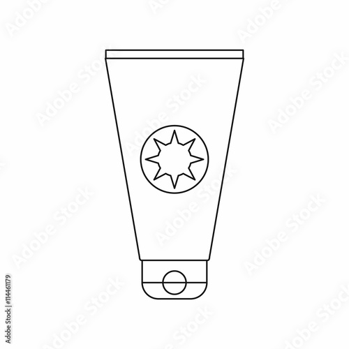 Tube with sunbathing cream icon, outline style