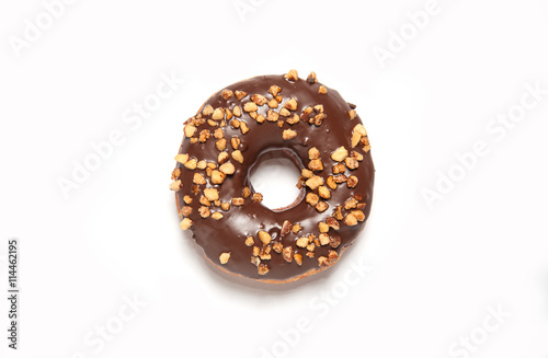 Delicious donuts with icing isolated on white