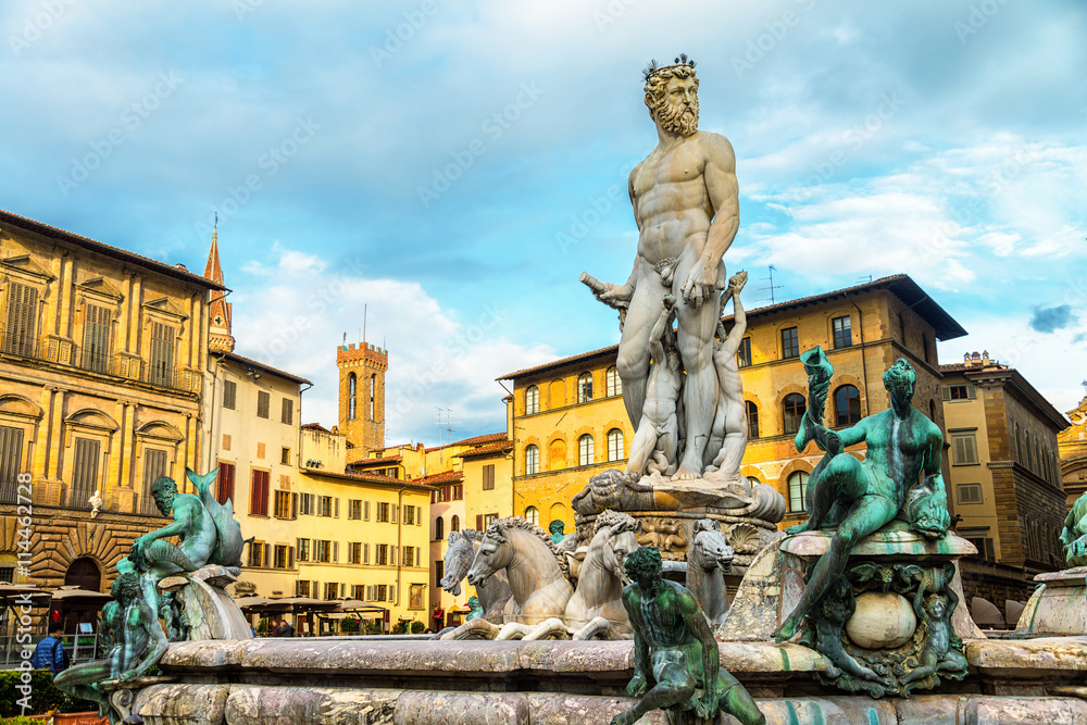 Famous Fountain of Neptune in Florence, Italy Famous Fountain of Neptune in Florence, Italy